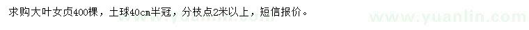 求購大葉女貞