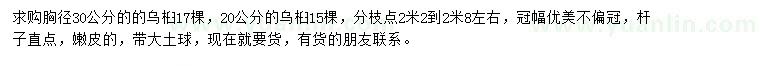 求購(gòu)胸徑20、30公分烏桕
