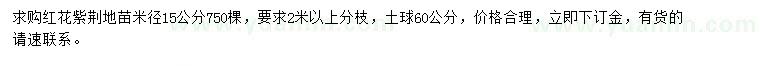 求購(gòu)米徑15公分紅花紫荊地苗