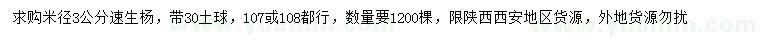 求購米徑3公分速生楊
