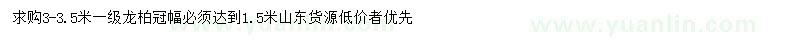 求購3-3.5米龍柏