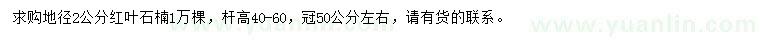 求購地徑2公分紅葉石楠