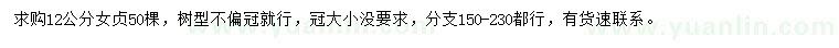 求購12公分女貞