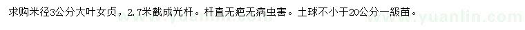 求購米徑3公分大葉女貞