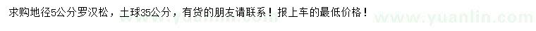 求購地徑5公分羅漢松