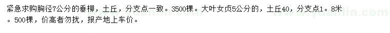 求購胸徑7公分垂柳