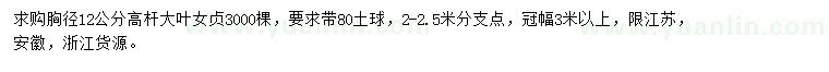 求購胸徑12公分大葉女貞