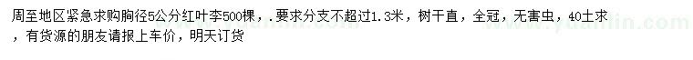 求購胸徑5公分紅葉李