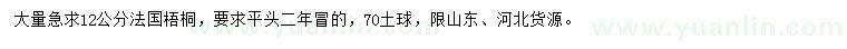 求購12公分法國梧桐