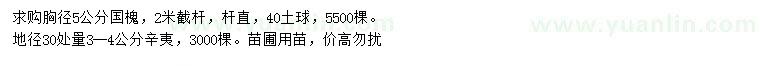 求購(gòu)胸徑5公分國(guó)槐、地徑30處量3-4公分辛夷