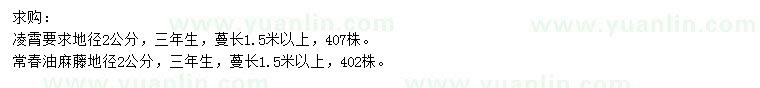 求購地徑2公分凌霄、常春油麻藤