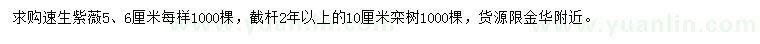 求購速生紫薇、欒樹