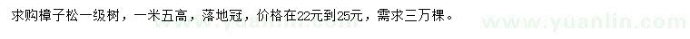 求購1.5米樟子松
