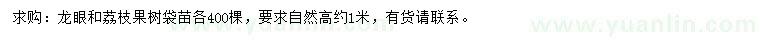 求購龍眼、荔枝果樹袋苗