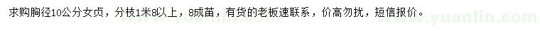 求購胸徑10公分女貞