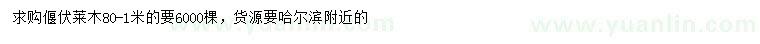 求購(gòu)80-1米偃伏萊木