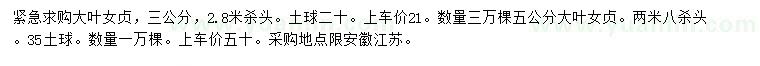 求購(gòu)3公分大葉女貞
