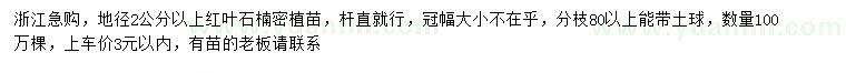 求購地徑2公分以上紅葉石楠