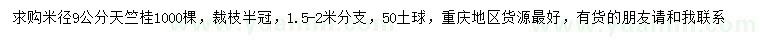 求購米徑9公分天竺桂