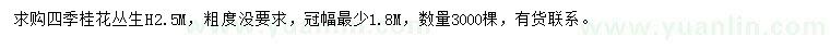 求購高2.5米叢生四季桂花