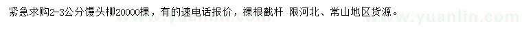 求購(gòu)2-3公分饅頭柳