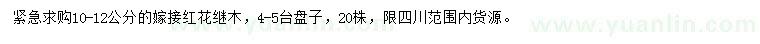 求購10-12公分紅花繼木