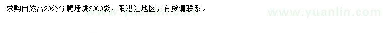 求購高20公分爬墻虎