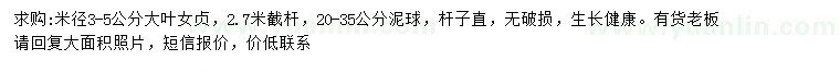 求購(gòu)米徑3-5公分大葉女貞