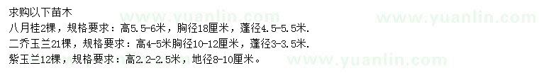求購八月桂、二喬玉蘭、紫玉蘭