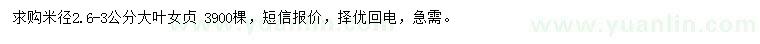 求購米徑2.6-3公分大葉女貞