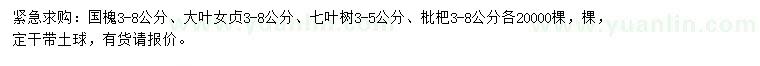 求購(gòu)國(guó)槐、大葉女貞、七葉樹等