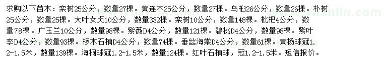 求購(gòu)欒樹(shù)、黃連木、烏桕等