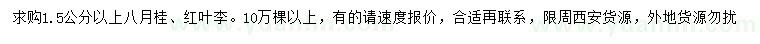 求購(gòu)1.5公分以上八月桂、紅葉李