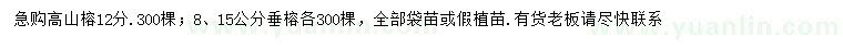 求購(gòu)12公分高山榕、8、15公分垂榕