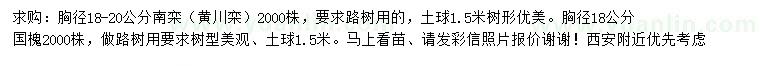 求購胸徑18-20公分南欒、18公分國槐