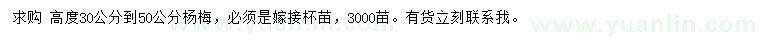 求購高30-50公分楊梅