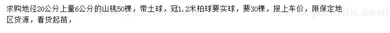 求購6公分山桃、1.2米柏球