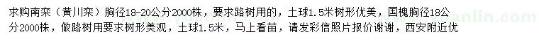 求購胸徑18-20公分南欒、胸徑18公分國槐