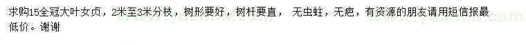求購15公分大葉女貞