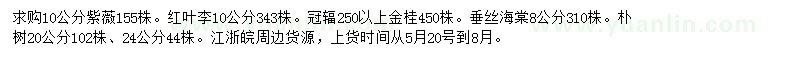 求購紫薇、紅葉李、金桂等