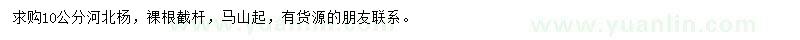 求購10公分河北楊