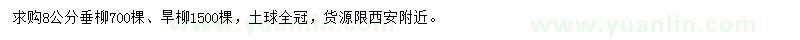 求購8公分垂柳、旱柳