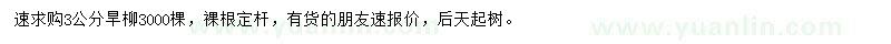 求購3公分旱柳