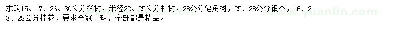 求購櫸樹、樸樹、皂角樹等