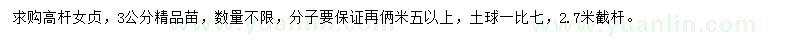 求購(gòu)3公分高桿女貞