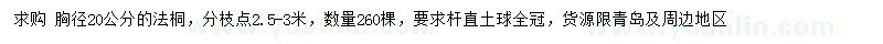 求購(gòu)胸徑20公分法桐