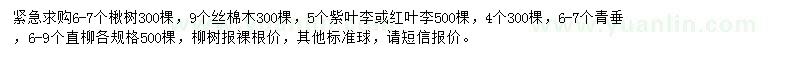 求購(gòu)楸樹(shù)、紫葉李或紅葉李、青垂等