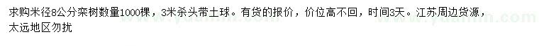 求購米徑8公分欒樹