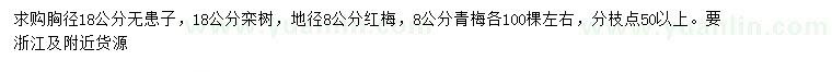 求購無患子、欒樹、紅梅等