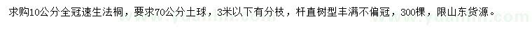 求購(gòu)10公分速生法桐